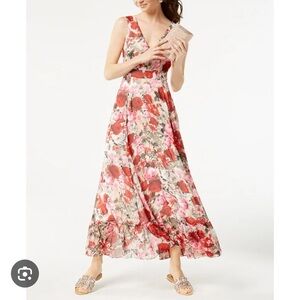 INC Floral Maxi Dress in Red and Pink